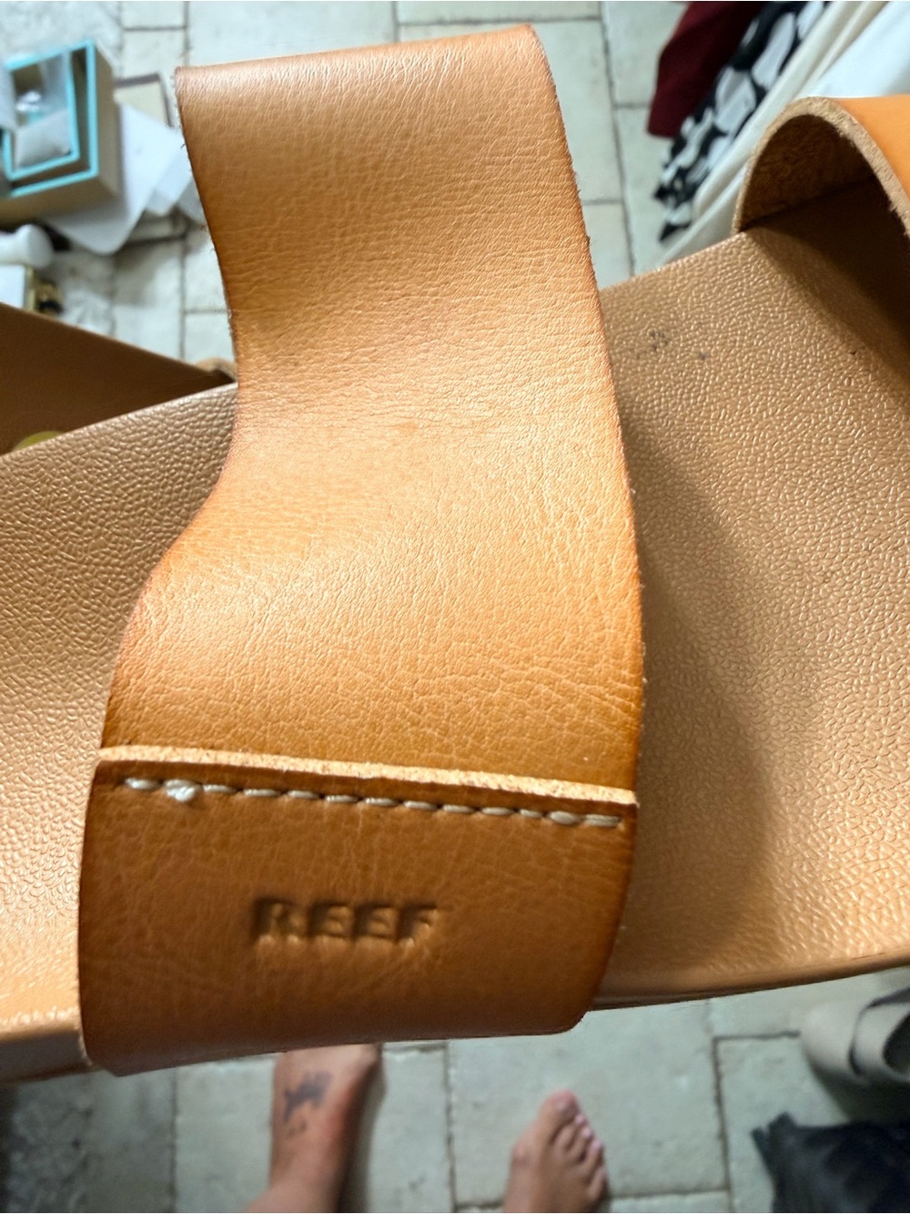 Reef Tan and Camel Dual-Strap Slide Sandals - Picture 6 of 8